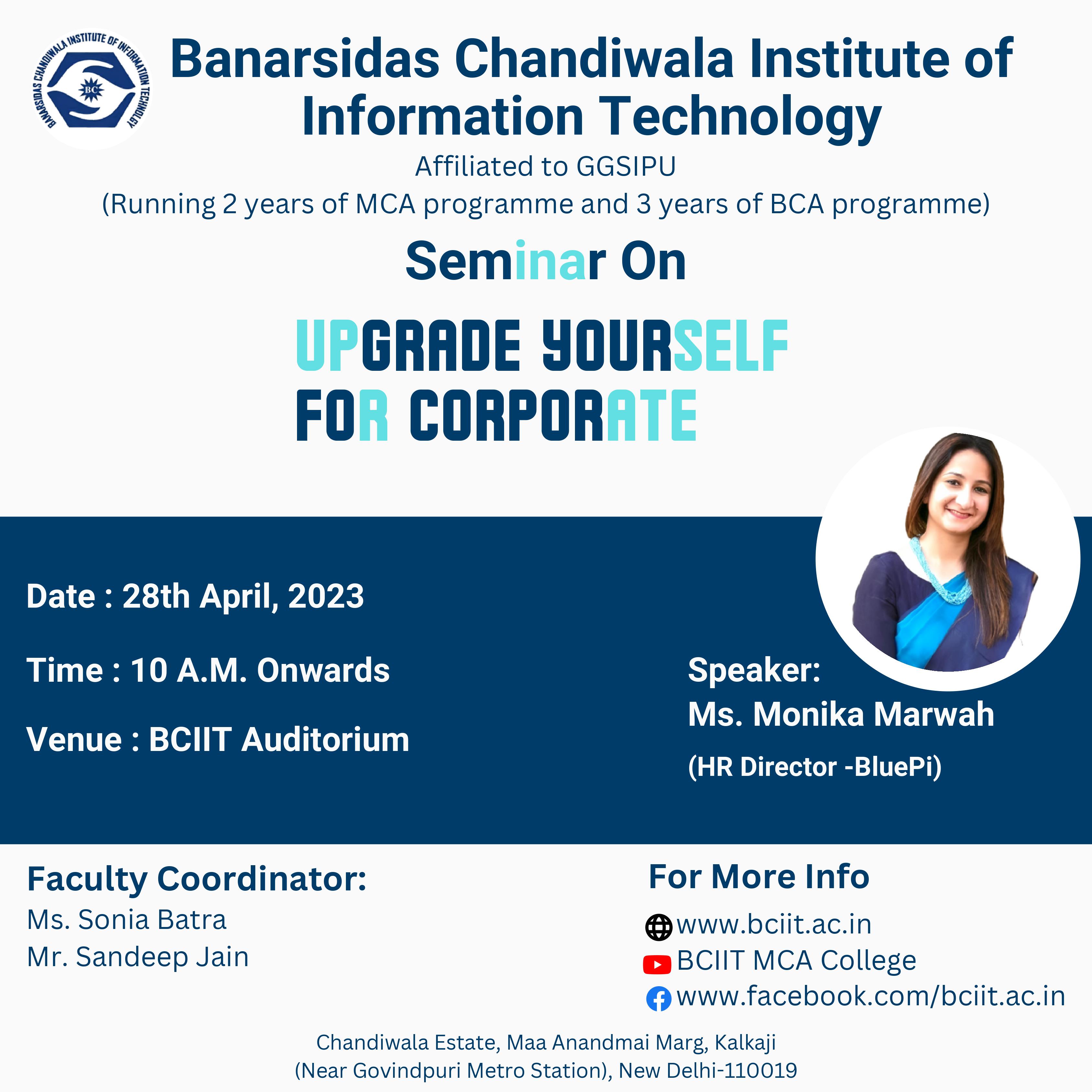 Seminar on Upgrade yourself for Corporates