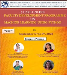 5 DAYS ONLINE FACULTY DEVELOPMENT PROGRAMME ON “MACHINE LEARNING USING PYTHON” Day 1 Session 2