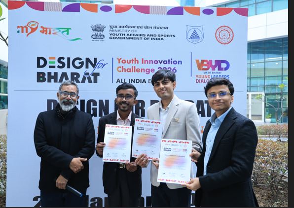 Congrats to Ayush, Harsh and Manav for securing second position with National Level Recognition for Design for Bharat 
